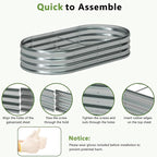 Foxlang 8x4x1ft(2 Pack) Galvanized Oval Raised Garden Bed,Outdoor Planter Box Metal Patio Kit Planting Bed for Vegetables Flowers Herb,Silver