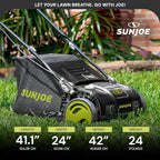 Sun Joe Corded Electric Dethatcher & Scarifier with 8-Gal Bag, 12.6-Inch Cutting Width, 12-Amp Motor - Heavy-Duty Yard Trimmer for Gardening Care and Lawn Maintenance, AJ801E