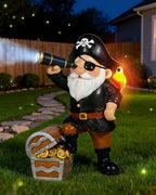 Solar Pirate Gnome Statue – Whimsical Outdoor Garden Decor for Yard, Patio, Lawn, Backyard – Ideal Gift for Women, Garden Lovers, Moms, Birthdays