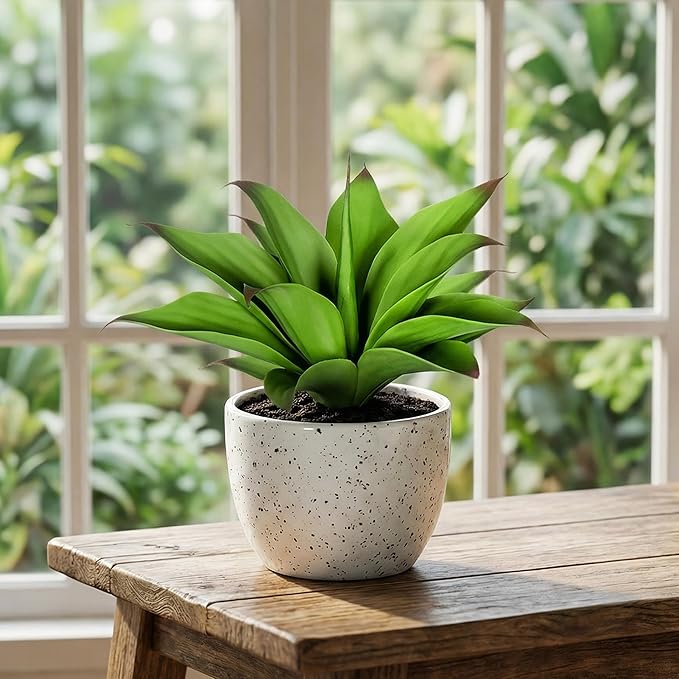 Ttranewsoo Fake Plants Artificial Agave Plants,Large UV Resistant Fake Agave Planters for Indoor and Outdoor Decorating Tropical Plant Succulents Greenery Indoor Decor13.8 (2Pack, Dark Green)