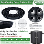 4 Pack 14'' Self-Watering Fabric Pot Base - Auto-Irrigation System Plant Saucer for 5 Gallon Fabric Pot, Auto Watering Plant Water Tray Self Watering System for Indoor Greenhouse Grow Tent Garden