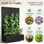 Metal Planter Box with Trellis,72"x47"x15.7",Galvanized Raised Garden Bed Trellis Outdoor Planter with Privacy Screen & Wheels and Drainage Holes,for Patio Climbing Vegetables,Flowers,Vines,Black