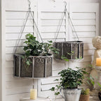 SOFE Farmhouse Galvanized Metal Hanging Planter Basket Set of 2, Unique Hanging Plant Pot Indoor Outdoor, 14 Inch/12inch Flower Pots Holder with Chain Hook, Home Garden Patio Decor