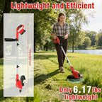21V Cordless String Trimmer & Edger, 12" Auto-Feed Grass Cutter with 2.0Ah Battery & Fast Charger, 2-in-1 Electric Weed Wacker Lawn Tool for Yard Garden Maintenance-Red