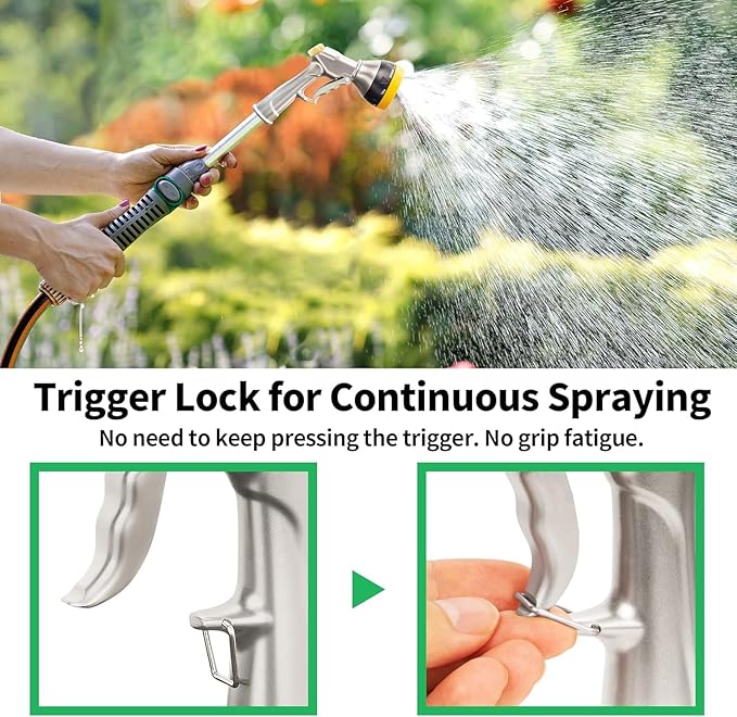 AUTOMAN Garden Nozzle Sprayer, 2 Pack High Pressure Spray Nozzle, 100% Metal Water Hose Nozzle, 7 Patterns Watering Nozzle, Heavy Duty Sprayer Garden Nozzle for Watering Plants & Lawns, Washing Cars
