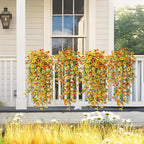 Artificial Hanging Flowers Plants for Outdoor Spring Summer Decoration,2PCS Faux Silk Daisy UV Resistant Look Real for Outside Home Indoor Planter Porch Garden Yard Decor(Yellow Orange)