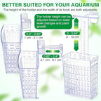 2026 Latest Upgraded Aquarium Plant Holder Adjustable Height with Extendable Hook and Suction Cup for Fish Tank Aquaponic Plant Cultivation and Aquascape Accessories Decorations (4 Pack) Transparent