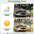 Solar Water Fountain for Bird Bath Solar Pump for Fountain New Upgraded Mini Solar Powered Fountain Pump 1.4W with 6 Nozzles Free Standing Solar Panel Kit Water Fountain for Garden Outdoor Garden