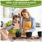 Self Watering Pots for Indoor Plants (5/5.5/6/6.5/8 Inch), Terra Cotta Planters with Water Level Indicator & Drainage,Wicking Pots for Monstera, Herbs & Snake Plant (Black, 5/5.5/6/6.5/8 Inch)