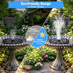 Yeomi 3.5W Solar Bird Bath Fountain, Solar Water Fountain Pump with 6 Nozzles 4 Fixed Stakes, Upgraded Solar Powered Water Fountain for Bird Bath, Garden, Patio, Pond, Fish Tank, Outdoor Decor