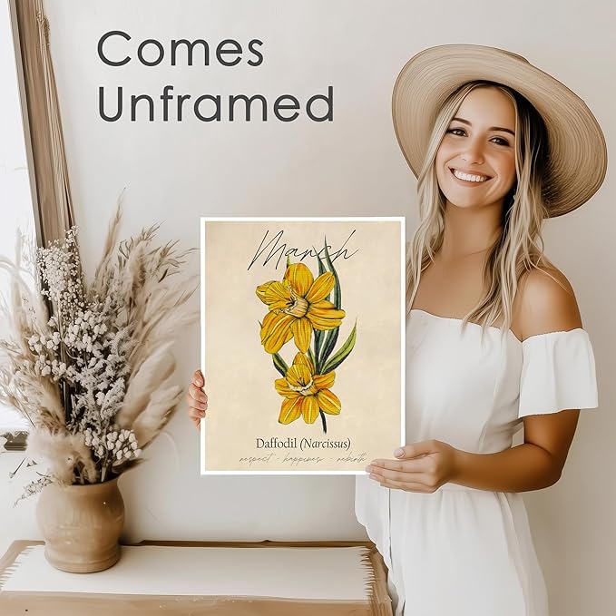 March Birth Flower Art Print - 11x14 (Unframed) | Capturing the Splendor of the March Birth Flower | Decor Accent for Birthdays and Special Occasions | Living Room Decor | Modern Home Decor