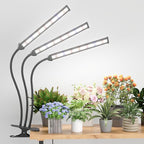 GooingTop Grow Light LED Gooseneck Lamp,Triple-Head Full Spectrum 222 LED Plant Lamp with Red Blue Light Clip-on Desk for Indoor Plants Growing, Auto Timer & Super Bright