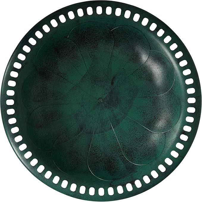Backyard Expressions Outdoor Garden Bird Bath - Green - Weather Resistant Polyresin - 27 Inch