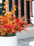 17 Bundles Artificial Fall Flowers for Outdoor Faux Fall Orchid Mums Flowers for Outside Garden Yard Window Thanksgiving Autumn Decor Fall Decorations for Home