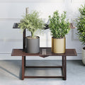 Plant Stand Indoor Outdoor, Foldable Metal Plant Shelf for Multiple Pots, Mid Century Slatted Bench for Patio Garden, Heavy Duty Capacity 330 lbs 2 Tier Coffee