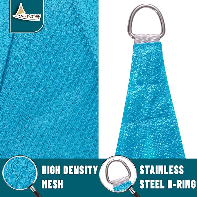LOVE STORY Custom Size 13'x13'x18.4' Turquoise Blue Sun Shade Sail Right Triangle Sunshade Fabric Awning Canopy for Patio Backyard Carport Pergola (Customized)