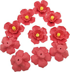10 PCS 3D Flower Ceramic Tiles,1.6" Handmade Procelain Ceramic Flowers for Artwork,Fish Tank,Vases,Living Room, Dining Table,Office, Home Floral Decor (Double-Flowered Red)
