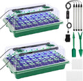 Seed Starter Tray with Timed Grow Light, 2 Pack 80 Cells Plant Starter Tray Seedling Starter Kit with Humidity Domes Base Indoor Mini Greenhouse Plant Germination Trays for Seeds Growing Starting