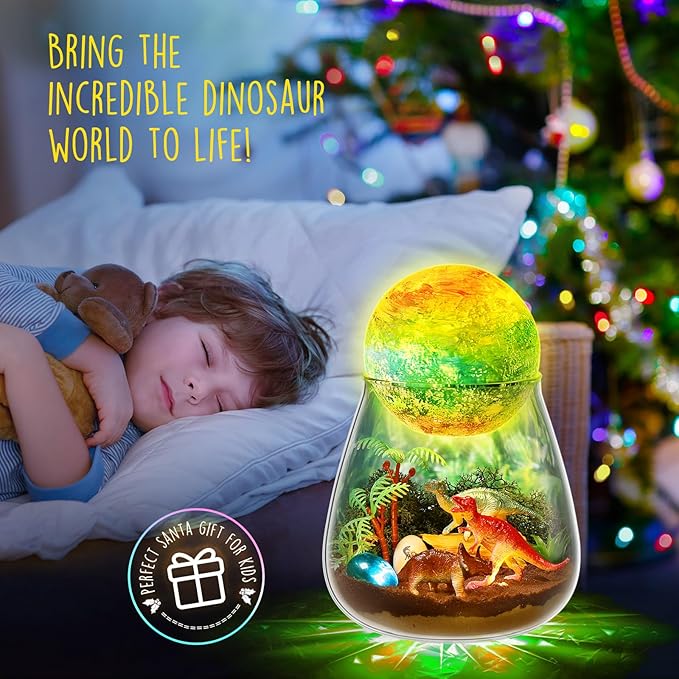 LAOESE Dinosaur Terrarium Kit for Kids - Dino Kid Crafts with DIY Moon Lamp Kit - Birthday Gifts for Boys Ages 4 5 6 7 8-12 Year Old - Arts and Crafts for Boy and Kids