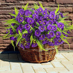 Artificial Flowers for Outdoors 12 Bundles Artificial Petunias Fake Flowers UV Resistant Shrubs Plants with Fern for Indoor Outside Hanging Planters Home Garden Summer Decorations (Purple)