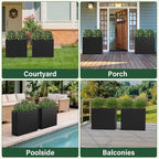 Metal Tall Planter 30" L x 10" W x 26" H, Long Rectangular Planter Box with Drainage Holes & Removable Shelf – Heavy Duty Steel Planter for Tall Plants, Flowers or Shrubs