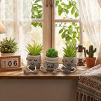 Small Fake Plants Faux Succulents in Grey Pots with Hanging Leg Potted Mini Fake Plants for Office Desk Decor Cute Artificial Succulent Plants for Home Office Desk Decor and Gift Choice - Set of 3