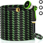 Garden Hose 50 ft Water Hose Flexible Non-Expandable Outdoor Heavy Duty Lightweight Leakproof Kink-free flex Watering Hose Pipe with Nozzl for 3/4 inch Fitting Yard Lawn Outside Car Wash