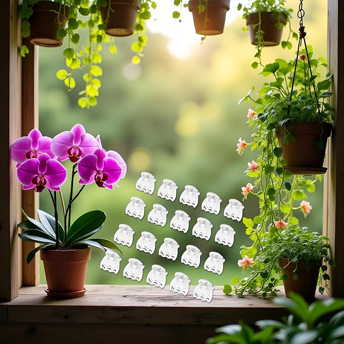 50Pcs Plant Orchid Clips Flowers Support Clear Fixer for Garden Vine Stem Plants Climbing Clasp Transparent 6 Claws Orchid Clips Plastic Butterfly Plant Support Structures