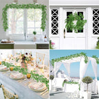 RECUTMS Artificial Willow Leaves Garland 2 Pcs Fake Hanging Vines Plants Artificial Silk Ivy Greenery 6.5 Ft Faux Evergreen Wreaths for Wedding Indoor Outdoor Garden Party Table Decor (Light Green)