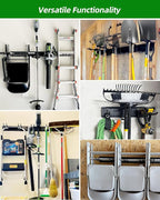 PIYILO 64 inches Garage Tool Organizer Wall Mount, Heavy Duty Garden Tool Organizer Rack, Hanging Storage Organization Racks Holder with 10 Hooks, for Lawn Tools, Shovel, Shed