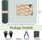 53Ft x16In Plant Protectors from Animals, Heavy-Gauge Plant Cages for Outdoor Plants with Pliers,Stakes, Rabbit Plant Cage, Wire Plant Protector(26.5Ft x 16In,2 Packs)