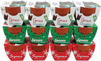 BUZZY Seeds Holiday Mini Spruce Kit 12-Pack – Terracotta Pots with Bear, Penguin, and Snowman Designs, All-in-One Tree Seed Starter Set, Stocking Stuffer, Party Favor