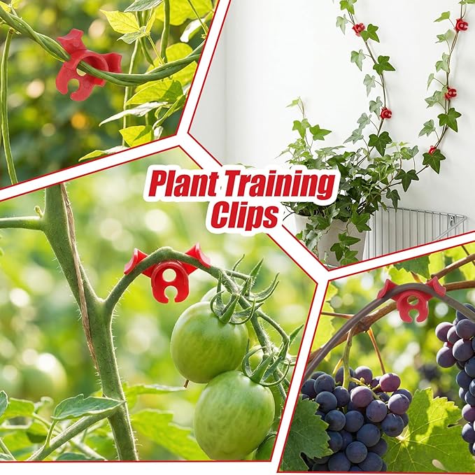 Nogeqi 60 Pcs Plant Training Clips, 90 Degrees Bud Clips, Low Stress Training Clip, Plastic Plant Bender Clip (Circle Style,Red)