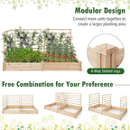S AFSTAR Raised Garden Bed with 3 Trellis & 2 Planter Boxes, Outdoor Wooden 88" L x 45" W x 43" H Planter Box Kit for Flower Herb Vegetable Fruit Climbing Vines, Gardening Planter for Garden Patio