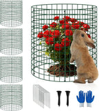 4 Pack Plant Protectors from Animals, 12''x14'' Metal Plant Cages for Outdoor Plants, Garden Plant Protector with Stakes & Zip Ties, Keep Rabbits Squirrels Out, Plant Cage for Flowers Vegetables