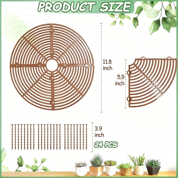 Plant Pot Cover, 3 Pack Plant Pot Protector from Cats Indoor, Cat Proof Indoor Plant Protector, Round Plant Pot Covers to Keep Cats Out, Cuttable Mesh with Stakes, 11.8 Inch