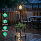 VISFLAIR Solar Lights with Plant Stand, Outdoor Floor Lamp, Waterproof Solar LED Edison Bulb Light Flower Shelf for Patio Porch Deck Yard Garden Decor-1 Pack