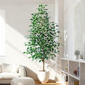 Bailikang 7FT Artificial Ficus Trees Indoor Faux Trees Indoor Fake Floor Plants Tall Artificial Tree with White Pot Faux Tree Fake Indoor Tree Silk Plants Artificial Trees for Home Decor Indoor