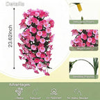 Artificial Flowers for Outdoors Fake Pink Morning Glory Hanging Flower Decoration, 2Pcs Realistic Faux Plants Petunias Long Trailing Vines,Spring Decor for Porch Patio Balcony Planter Yard