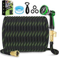 Non-Expandable Garden Hose 150 ft, Ultra Lightweight & Flexible Water Hose With 10-Pattern Spray Nozzle, Full Length Leak-Proof Design, High-Density Fabric & Shut-Off Valve, Hose Straps