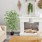 GTIDEA 5ft Ficus Tree Artificial, Tall Fake Tree with Natural Trunk Faux Trees Indoor Silk Ficus Leaves Artificial Trees for Home Decor Indoor Summer Office Living Room Outdoor (Included Dried Moss)