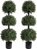 ALL SEASON GREEN 4ft Triple Ball Boxwood Topiariy Trees,UV Resistant,Faux Topiaries for Outdoor Porch Planter Decor 2Pack