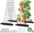 Cucumber Trellis for Raised Bed, Rifny 16.5 x 60 Inch Metal Trellis for Climbing Plants Outdoor with Plant Clips Twist Ties, Garden Plant A-Frame Trellis for Vegetable Pea Tomato (Black, 2 PCS)
