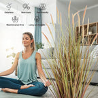 KOL 3ft 2-Pack Artificial Cattail Reed Grass, 35in Artificial Indoor Outdoor Fake Onion Grass, Home Office Wedding Decorative Artificial Plants in Pot Faux Floor Plant Greenery, Pink