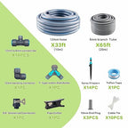 Drip Irrigation System 98ft, Fast Connect Automatic Irrigation Kit with 12mm, 6mm Blank Distribution Tubing and Accessories, DIY Garden Watering Equipment for Garden, Greenhouse, Flower Bed, Patio