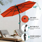 AreShark 9 FT Patio Umbrella for Outdoor, Outdoor Table Umbrella with Push Button Tilt and Crank, Outdoor Patio Umbrellas with 8 Sturdy Ribs for Market, Garden, Pool (Orange)