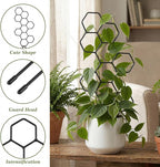 Small Trellis for Potted Plants, 14 Inch Indoor Trellis for Climbing Plants Honeycomb Shape Metal Plant Trellis for Pots Plant Climbing Support for Flower Hoya Pothos Houseplants(Black)