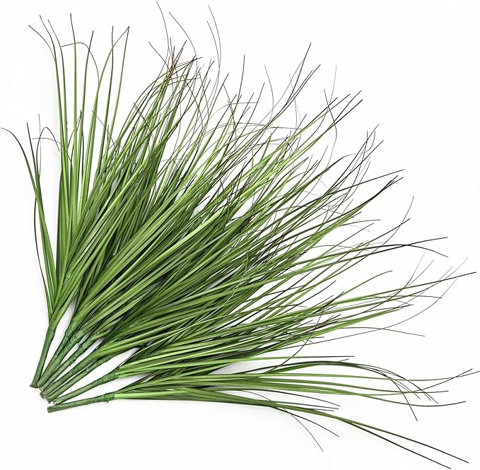Artificial Wheat Grass Plants Fake Greenery Faux Onion Stems Plastic Plant Flowers Shrubs for Indoor Room Home Office Outdoor Decor Garden Porch Gardening Wedding Party DIY Wreath Decoration - 16 Pack