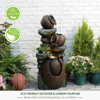Bumilgar Outdoor Garden Water Fountain for Garden, Patio, Backyard, Deck, Porch and Home Art Decor, 3 Tiers Modern Cascading Outdoor Fountain with Lights 38.4" H