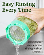 Elementi Sprouting Lids for Wide Mouth Mason Jars (Set of 2), Sprouting Jar Kit for Organic Sprouts, Alfalfa & Mung Bean Sprouts Grow Kit, 316 Stainless Steel Mesh Screen Strainer Lid (Mint)
